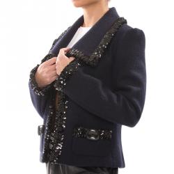 Pre Owned جاكيت دولتشي أند غابانا صوف أزرق كحلي بترتر M