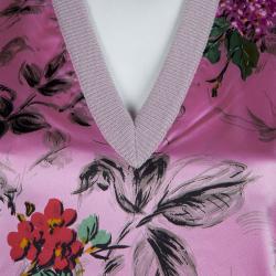 Pre Owned Dolce And Gabbana Pink Floral Printed Cashmere Vest M