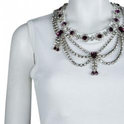 مملوكة مسبقًا Dolce and Gabbana White Rib Jersey Embellished Necklace Detail Sleeveless Tank Top M