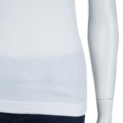 مم لوكة مسبقًا Dolce and Gabbana White Rib Jersey Embellished Necklace Detail Sleeveless Tank Top M