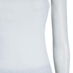 مملوكة مسبقًا Dolce and Gabbana White Rib Jersey Embellished Necklace Detail Sleeveless Tank Top M