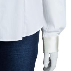 Pre Owned Dolce and Gabbana White Cotton Contrast Panel Detail Long Sleeve Button Down Shirt M