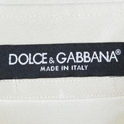 Pre Owned Dolce and Gabbana White Cotton Contrast Panel Detail Long Sleeve Button Down Shirt M