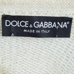 Pre Owned Dolce and Gabbana Cream Knit Neck Tie Detail Cropped Cardigan M