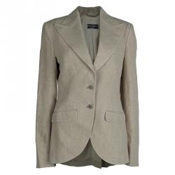 Pre Owned جاكيت بليزر دولتشي آند غابانا كتان بيج M