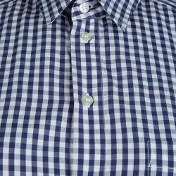 Pre Owned Dolce and Gabbana Blue Checked Cotton Shirt and Denim Skirt Combo Dress M