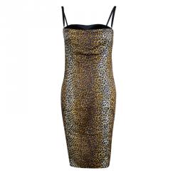 Pre Owned Dolce and Gabbana Leopard Printed Silk Sleeveless Dress M