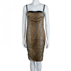 Pre Owned Dolce and Gabbana Leopard Printed Silk Sleeveless Dress M
