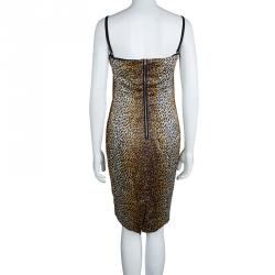 Pre Owned Dolce and Gabbana Leopard Printed Silk Sleeveless Dress M
