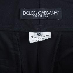Pre Owned Dolce and Gabbana Black Wool Straight Fit Pants S