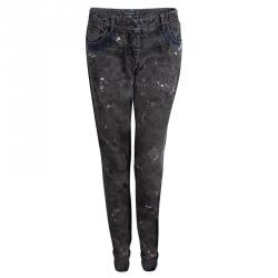 مملوكة مسبقًا Dolce and Gabbana Grey Stone Washed Splatter Effect Jeans M