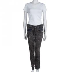 مملوكة مسبقًا Dolce and Gabbana Grey Stone Washed Splatter Effect Jeans M