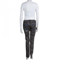 مملوكة مسبقًا Dolce and Gabbana Grey Stone Washed Splatter Effect Jeans M