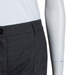 Pre Owned Dolce and Gabbana Grey Herringbone Wool Trousers S