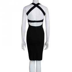 Pre Owned Dolce and Gabbana Black Knit Cross Back Bodycon Dress S