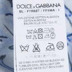 Pre Owned Dolce & Gabbana White and Blue Cotton Majolica Print Top S
