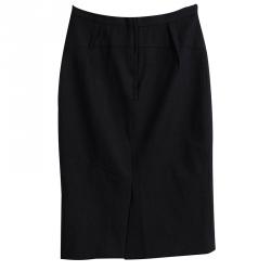 Pre Owned Dolce and Gabbana Grey Geometric Panel Detail Wool Skirt S