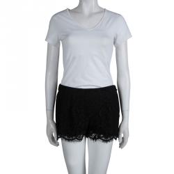 Pre Owned Dolce and Gabbana Black Lace Shorts M 