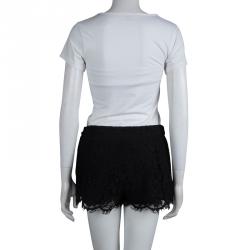 Pre Owned Dolce and Gabbana Black Lace Shorts M 