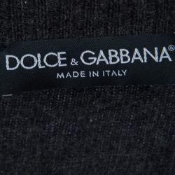 Pre Owned Dolce and Gabbana Grey Cashmere Crossover Cardigan M
