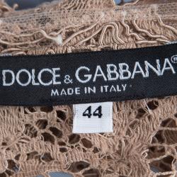 Dolce and Gabbana Beige Lace Sleeveless Top and Shorts Set M 