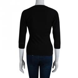 Pre Owned Dolce and Gabbana Black Knit Crochet Insert Scoop Neck Sweater M