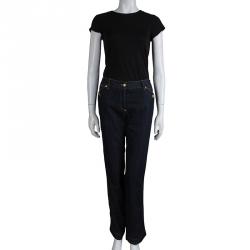 مملوكة مسبقًا Dolce And Gabbana Blue Dark Wash Straight Fit Jeans L