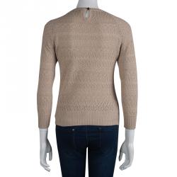 Pre Owned Dolce And Gabbana Beige Crochet Knit Sweater M