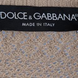 Pre Owned Dolce And Gabbana Beige Crochet Knit Sweater M