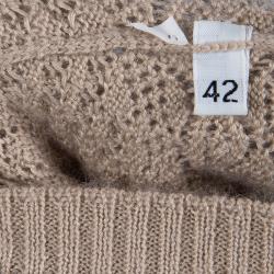 Pre Owned Dolce And Gabbana Beige Crochet Knit Sweater M