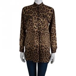 Pre Owned توب دولتشي أند غابانا كم طويل بنقشة فهد S