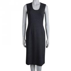 Pre Owned فستان دولتشي أند غابانا صوف رصاصي بلا أكمام M