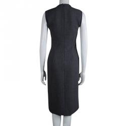 Pre Owned فستان دولتشي أند غابانا صوف رصاصي بلا أكمام M