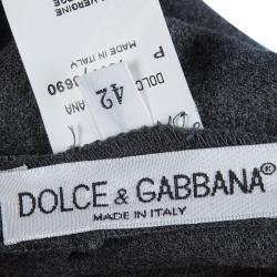 Pre Owned فستان دولتشي أند غابانا صوف رصاصي بلا أكمام M