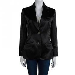 Pre Owned Dolce And Gabbana Black Satin Finish Blazer M