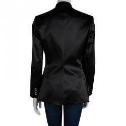 Pre Owned Dolce And Gabbana Black Satin Finish Blazer M