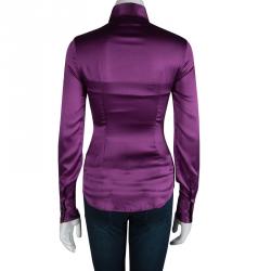 Pre Owned Dolce And Gabbana Purple Silk Long Sleeve Button Down Shirt S
