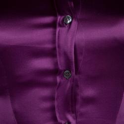 Pre Owned Dolce And Gabbana Purple Silk Long Sleeve Button Down Shirt S