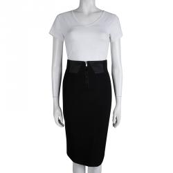 Pre Owned Dolce and Gabbana Black Wool Pencil Skirt S