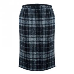 Pre Owned Dolce and Gabbana Grey Wool Plaid Skirt S