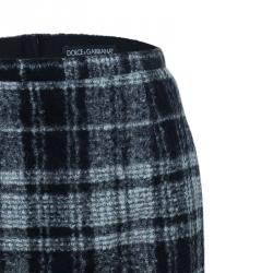 Pre Owned Dolce and Gabbana Grey Wool Plaid Skirt S