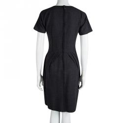 Pre Owned Dolce and Gabbana Grey Wool Short Sleeve Dress S