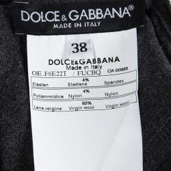 Pre Owned Dolce and Gabbana Grey Wool Short Sleeve Dress S