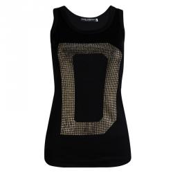 Pre Owned Dolce and Gabbana Black Embellished Sleeveless Tank Top M