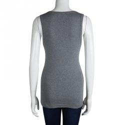 Pre Owned Dolce and Gabbana Grey Knit Crystal Embellished Sleeveless Tank Top M