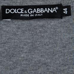 Pre Owned Dolce and Gabbana Grey Knit Crystal Embellished Sleeveless Tank Top M