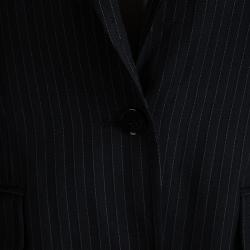 مملوكة مسبقًا Dolce and Gabbana Black Wool Pinstriped Notched Collar Blazer M
