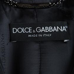 مملوكة مسبقًا Dolce and Gabbana Black Wool Pinstriped Notched Collar Blazer M