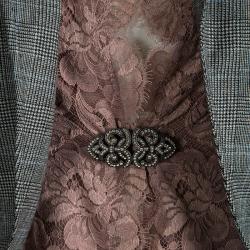 Pre Owned Dolce and Gabbana Wool Glen Plaid Lace Insert Blazer M