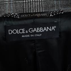 Pre Owned Dolce and Gabbana Wool Glen Plaid Lace Insert Blazer M